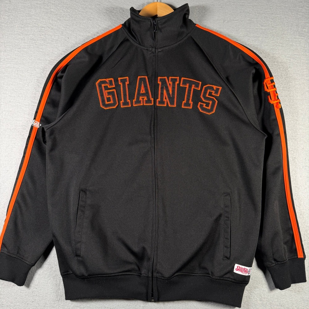 Stitches San Francisco Giants MLB Track Jacket Men Medium Black Orange Zip 94309